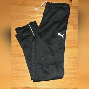 Puma Kids Black Joggers with White Logo Size Small (8 Youth)